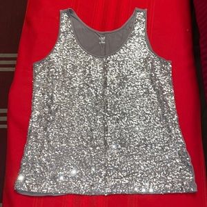Grey Sequined Tank Top